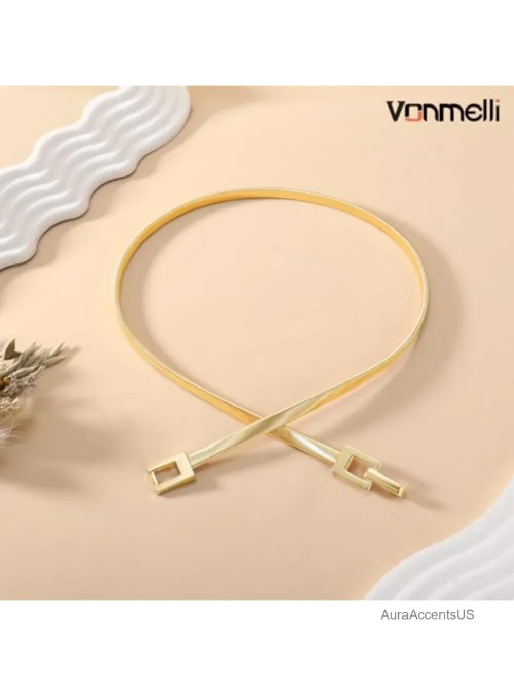 Skinny Metal Cinch Belt for Dresses Stretch Thin Waist Elastic Belt